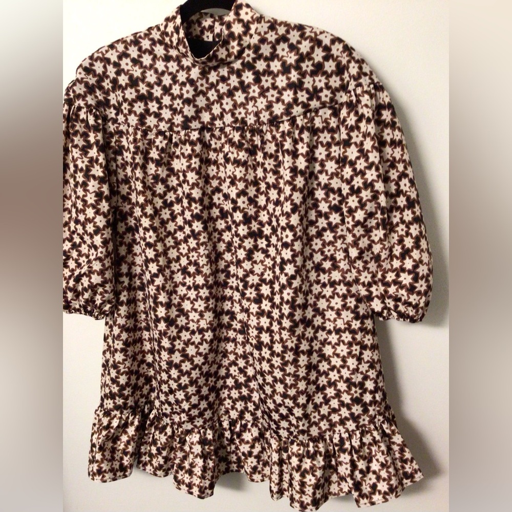 NWT Anthropologie Long-Sleeve Mock Neck Swing Mini Dress - Picture 4 of 8